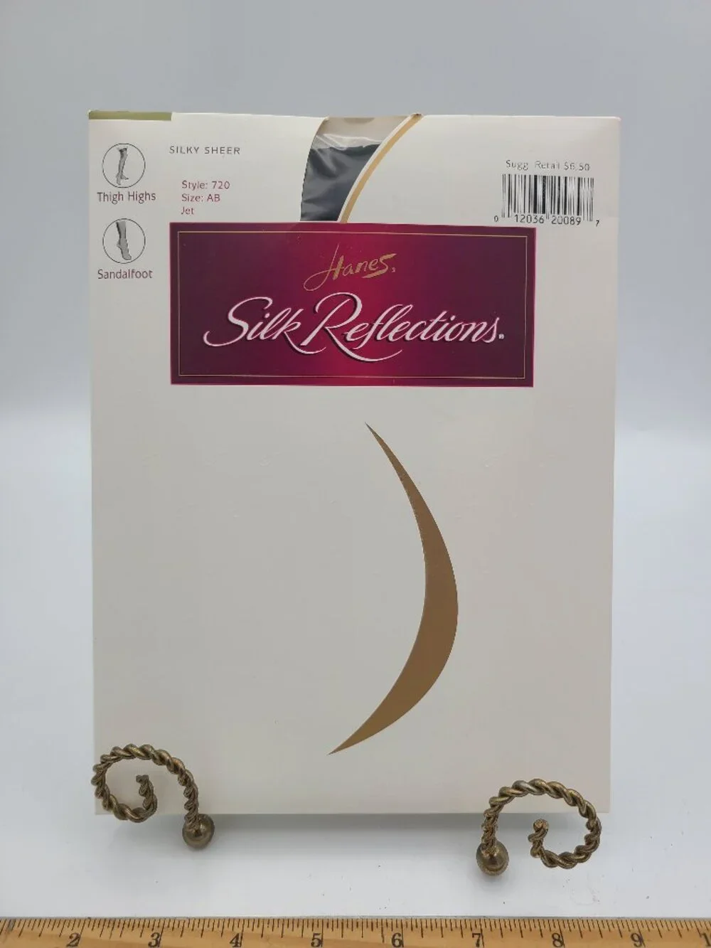 Vintage Hanes Silk Reflections Thigh Highs Jet Black Size AB Style 720 NIP